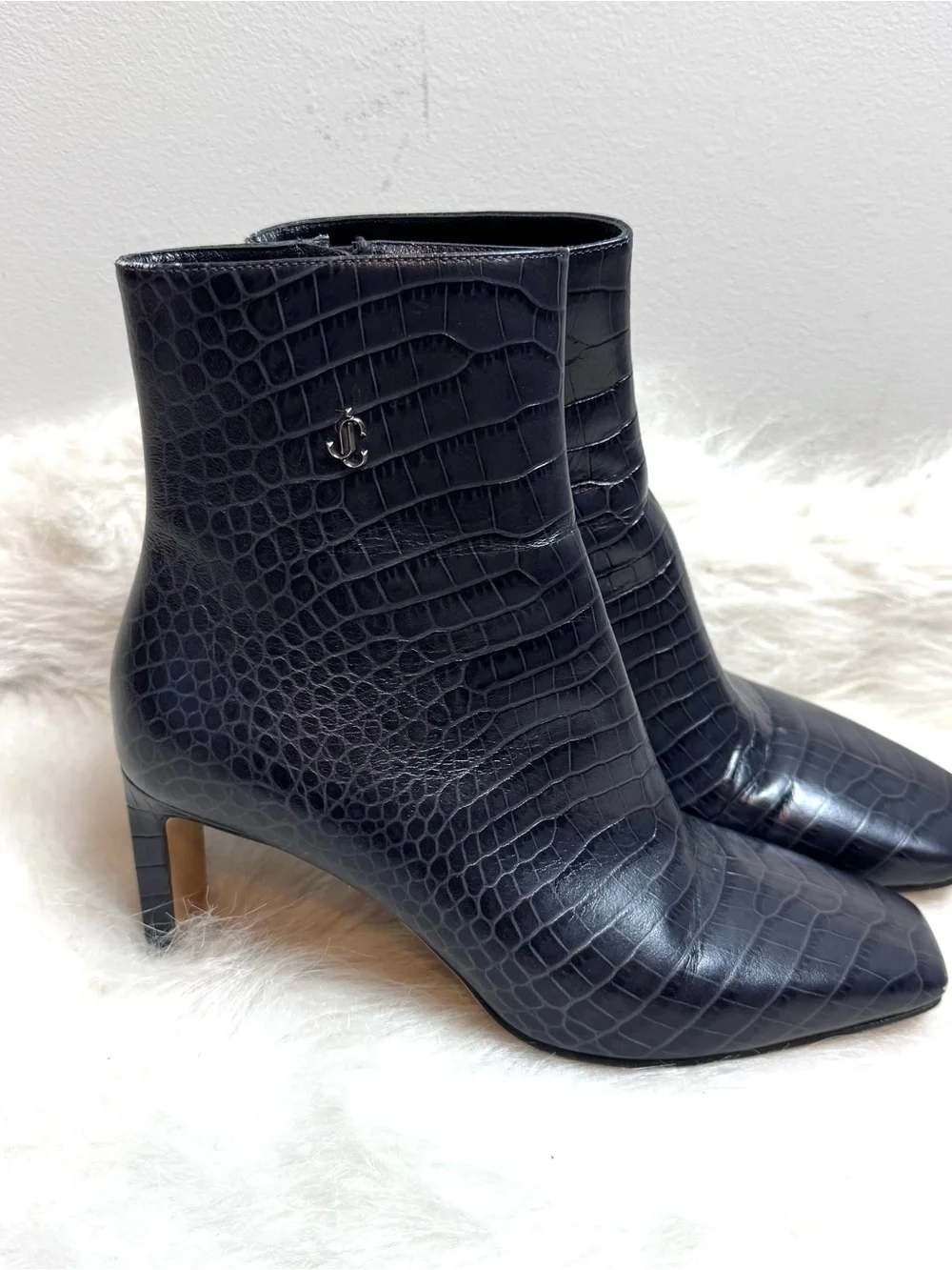Jimmy Choo Minori Croc Embossed Snakeskin Leather Ankle Boots 36